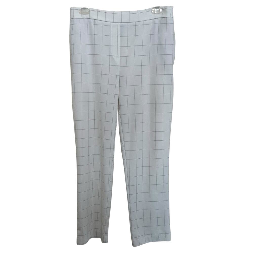 Rachel Zoe | White Windowpane Elastic Waist Crop Preppy Pants Sz 6 Checkered